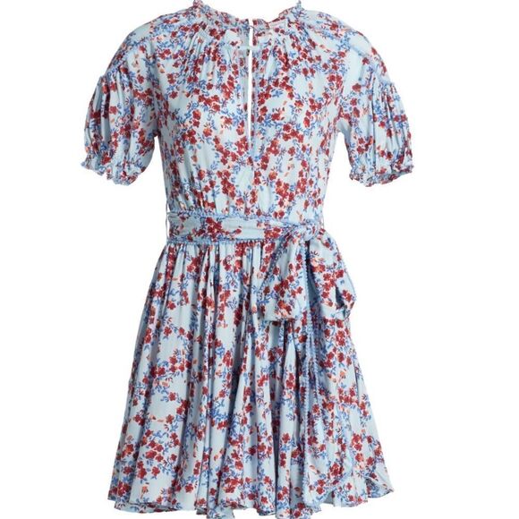 NEW Poupette St Barth Lace-Trimmed Belted Floral Belted Wrap Dress - Picture 4 of 6